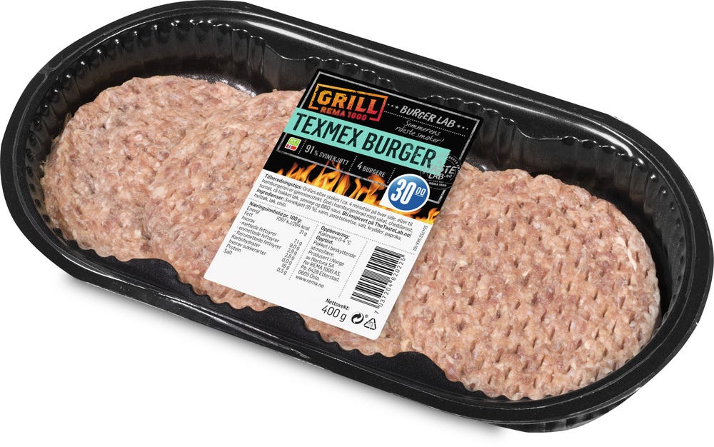 Gilde Texmex Burger av Svin 4x100g
