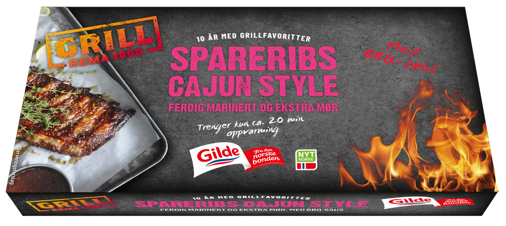 Gilde Cajun Spareribs Ferdig kokt