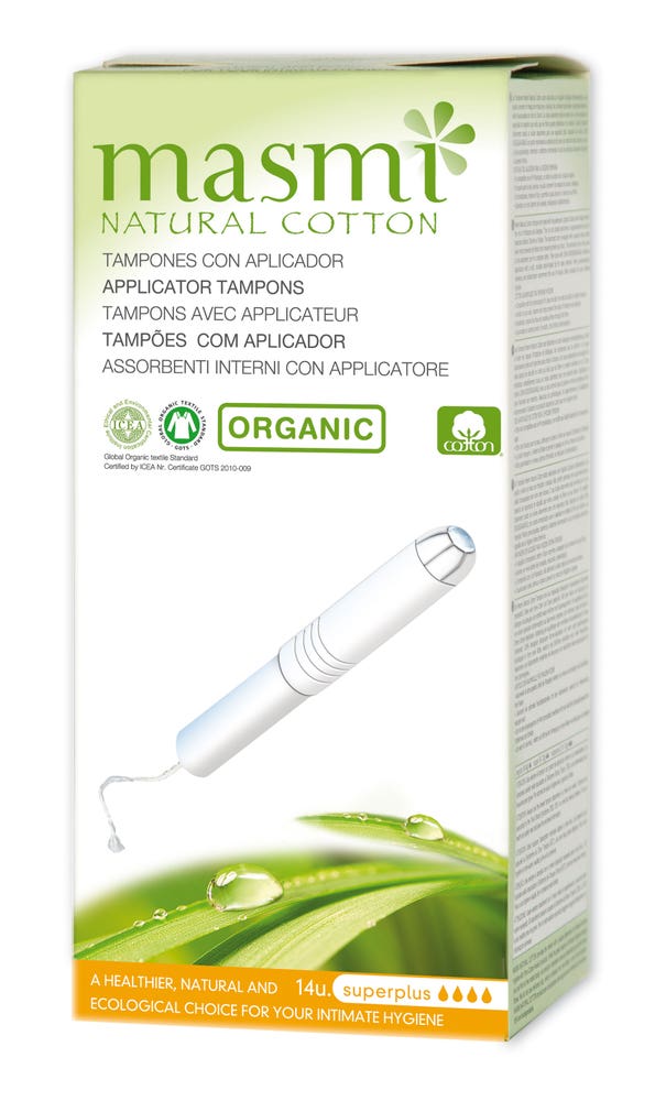 Masmi Tamponger med Innføringshylse Superplus, Ikke Klorbleket Økologisk