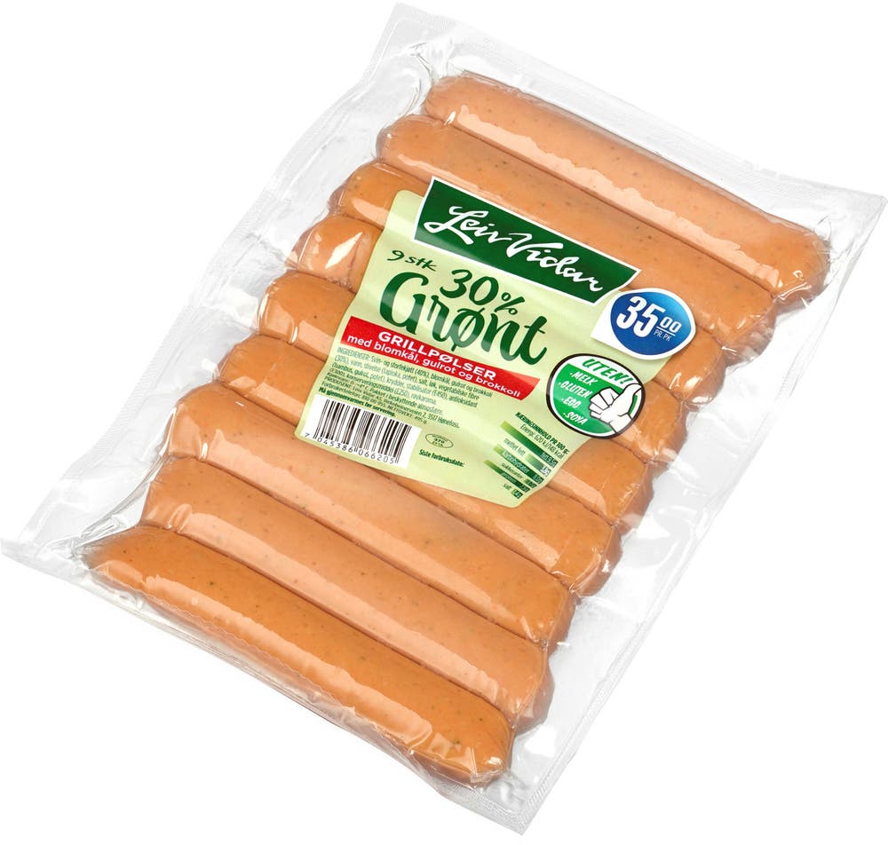 Leiv Vidar Grillpølser med 30% Grønnsaker