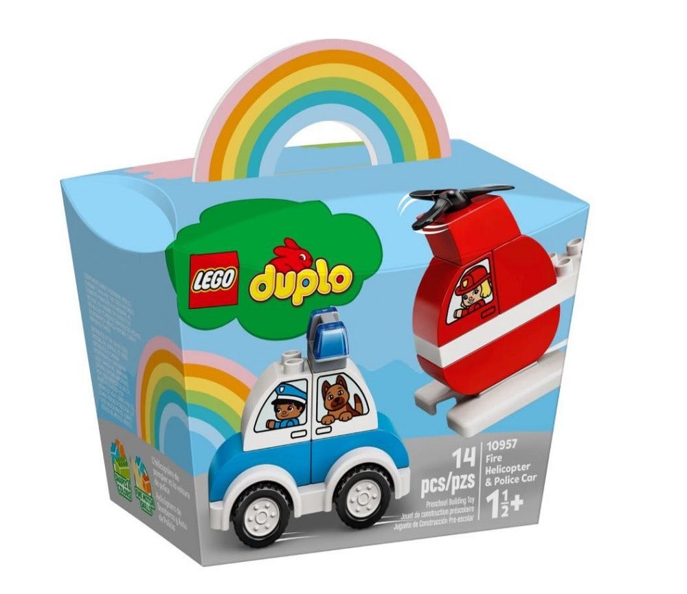 Sprell LEGO Duplo Brannhelikopter og politibil
