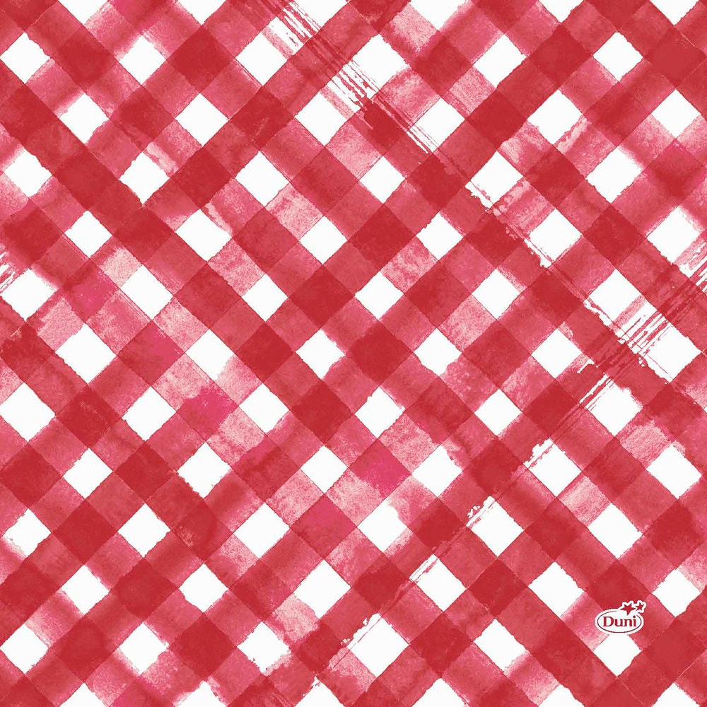 Duni Servietter Red Checks 3 lag, 33x33cm