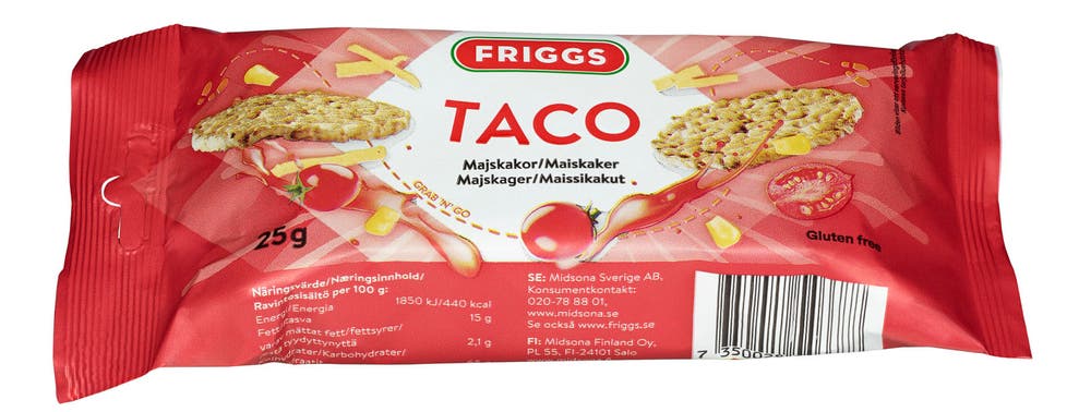 Friggs Maiskaker Snackpack Taco Glutenfri