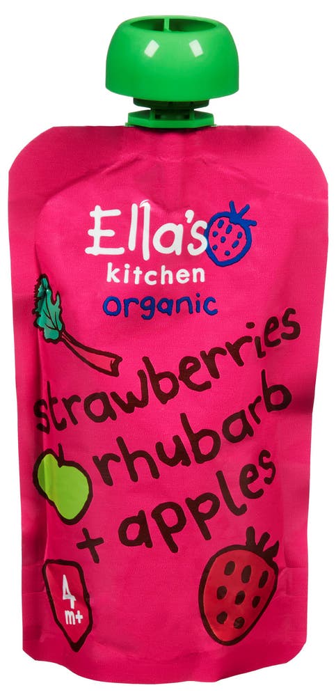 Ella's Kitchen Jordbær Rabarbra + Eple Fra 4 mnd
