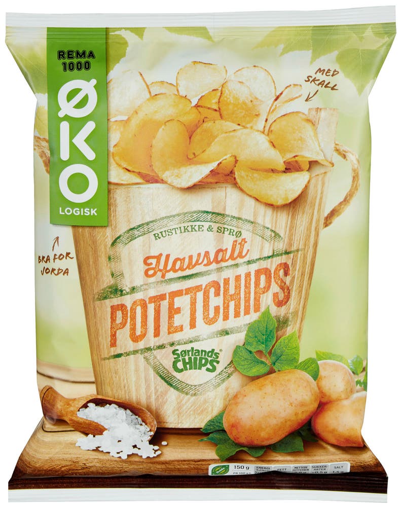 Sørlandschips Havsalt Potetchips Økologisk