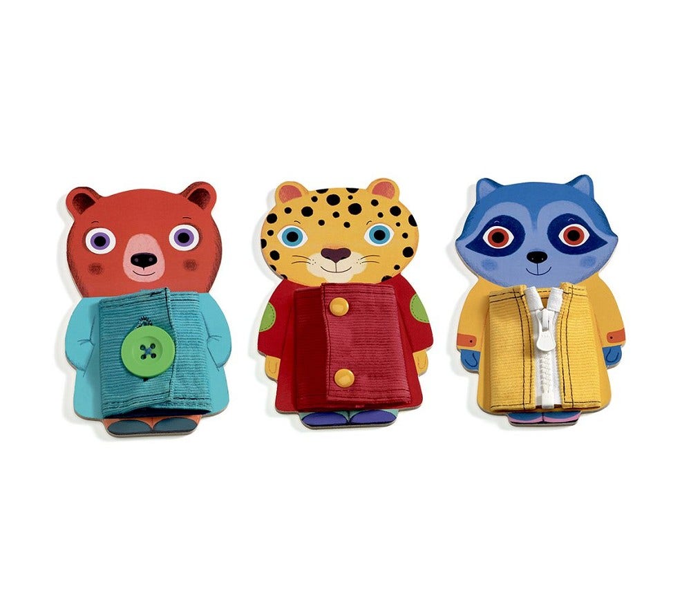 Sprell Lær tre basiskunnskaper, knapp og glidelås