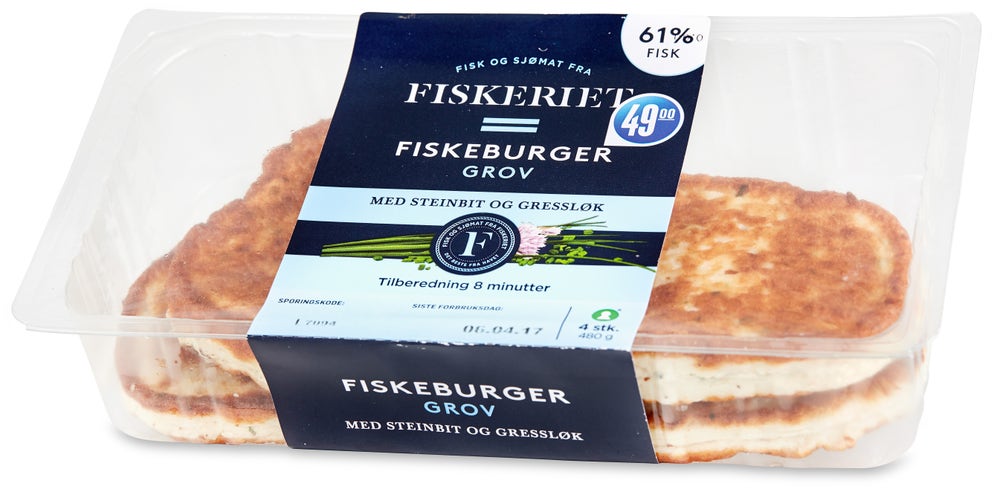 Fiskeriet Fiskeburger Steinbit 61% Fisk