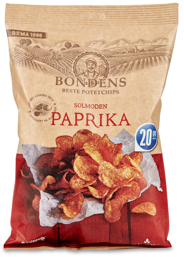 Sørlandschips Bondens Potetchips Paprika
