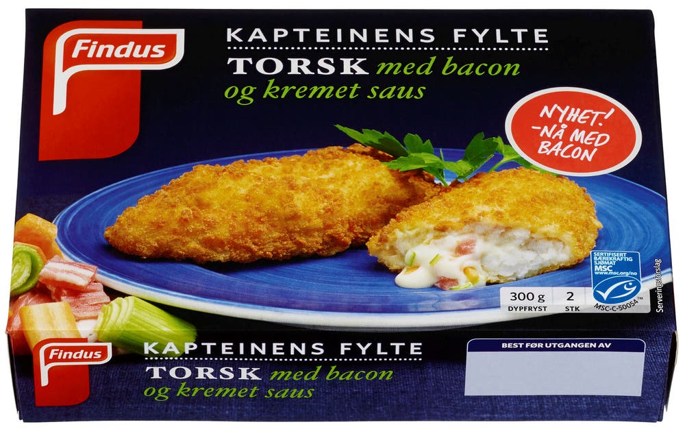 Findus Kapteinens Fylte Torsk med Bacon & Kremet Saus
