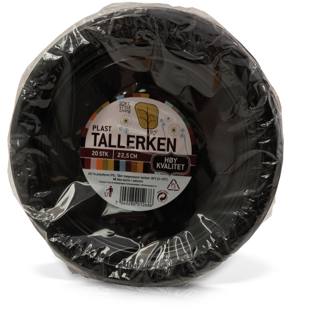 Plasttallerken Svart