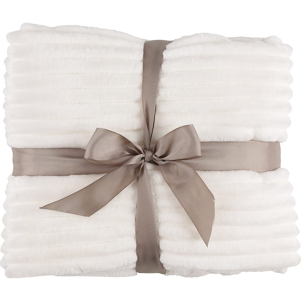 Clas Ohlson Fleecepledd hvit