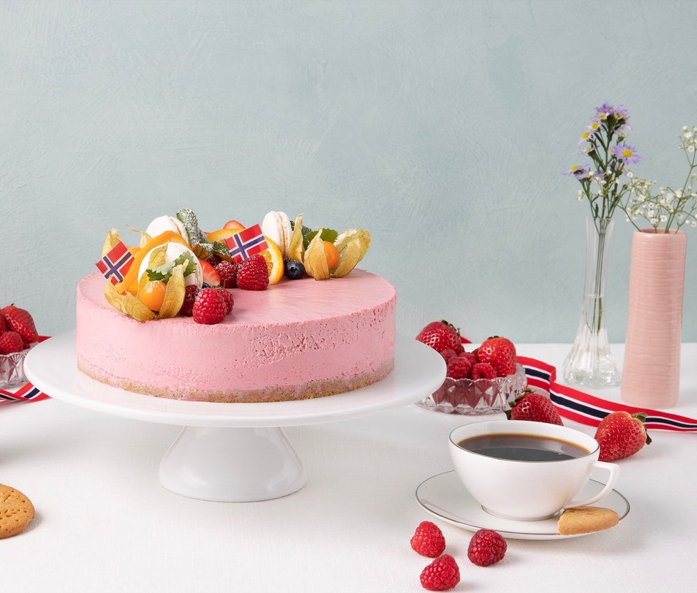 Bringebærostekake