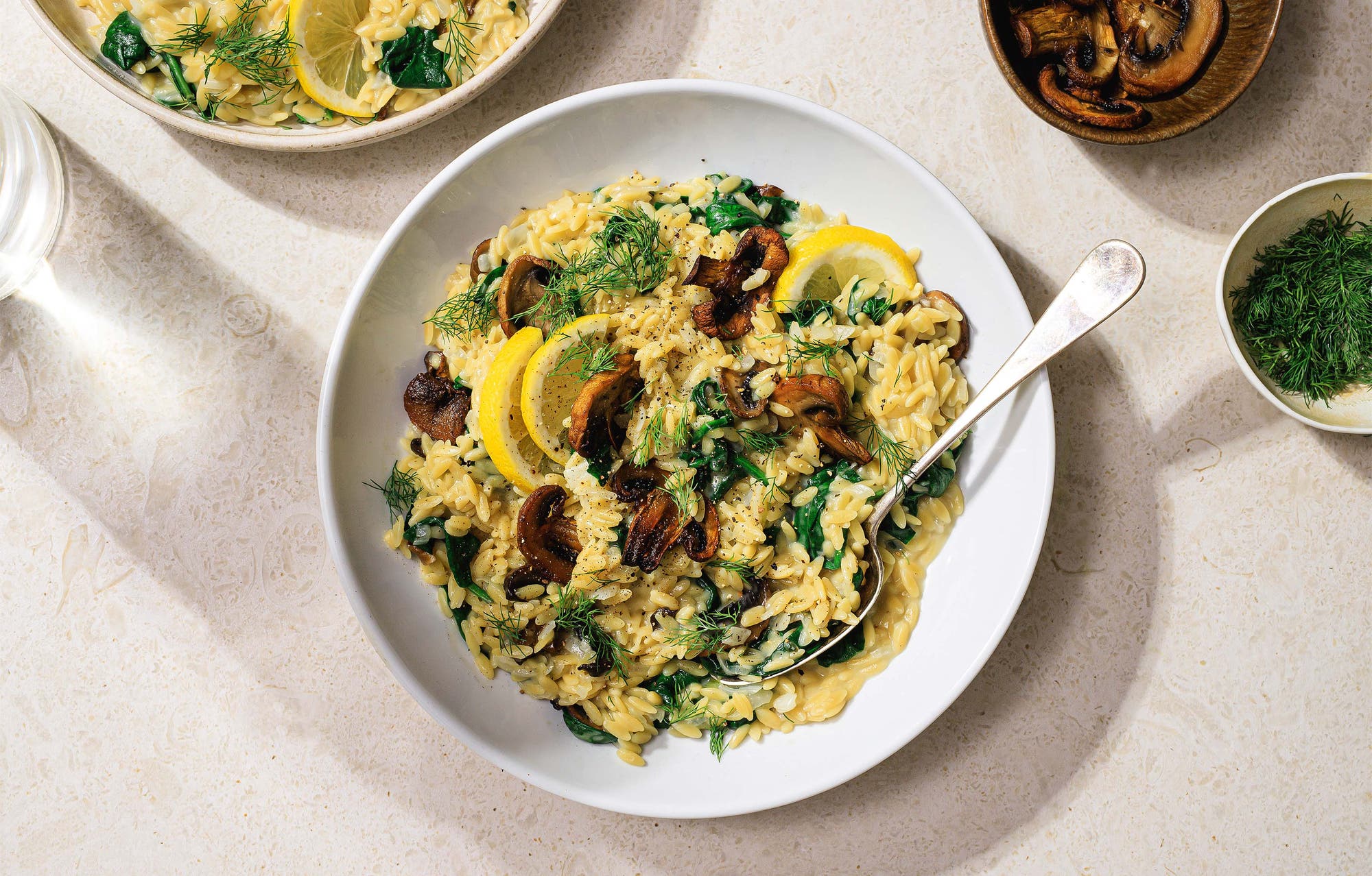 Rask risettopanne med spinat og sopp