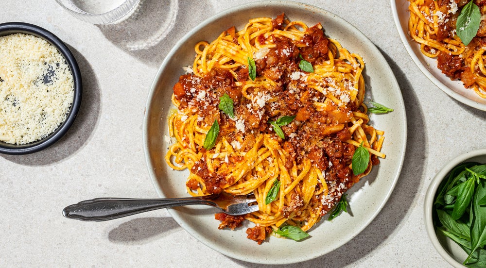 Rask grønnsaksbolognese med tagliatelle