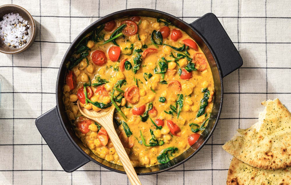 Rask korma med kikerter og spinat