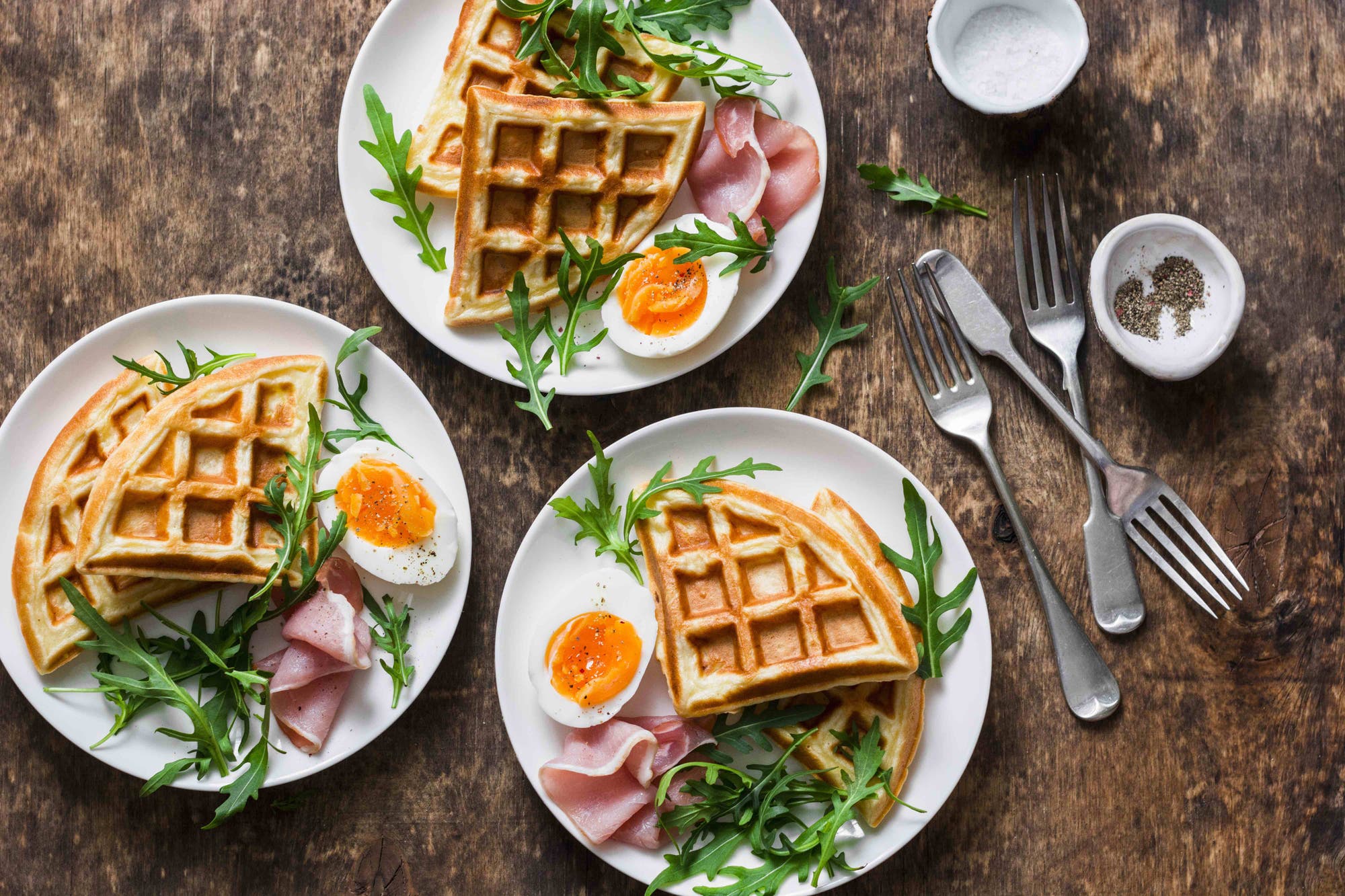 Vafler med egg og spekeskinke - storforpakning vaffelrøre