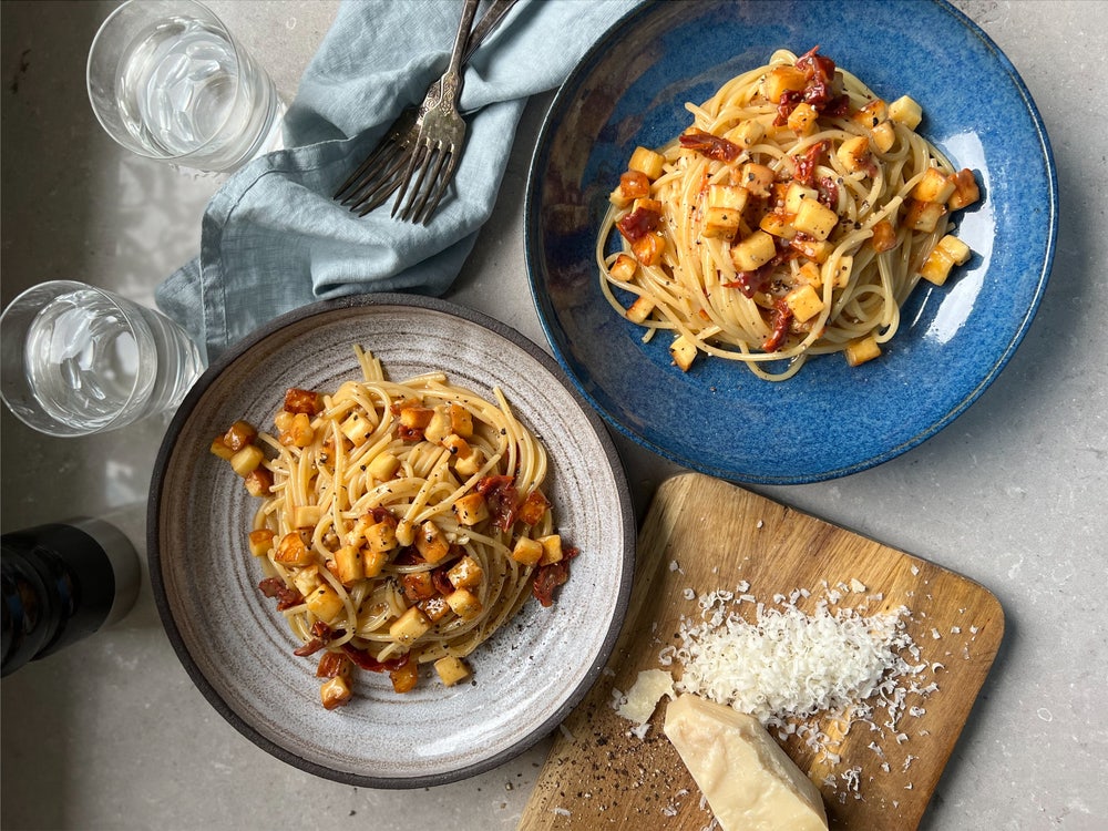 Spaghetti carbonara vegetar