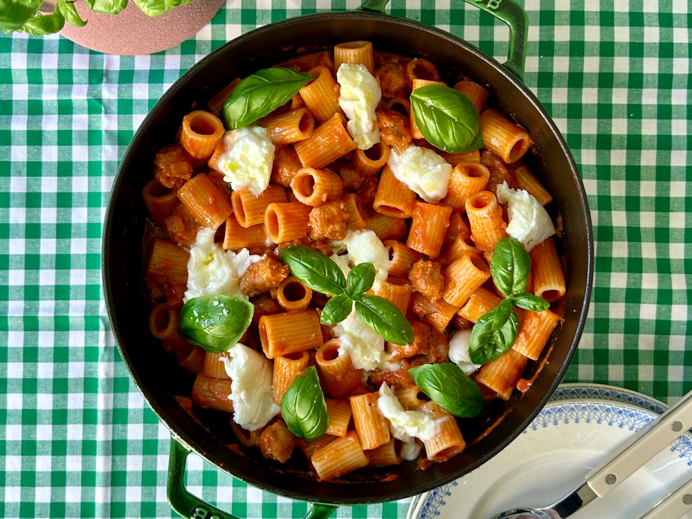 Kremet pasta med parmesanpølse