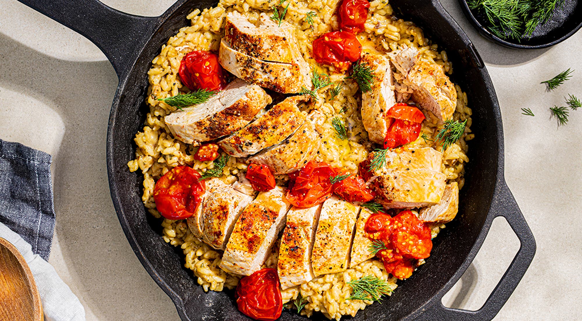 Rask sopprisotto med kylling og tomat