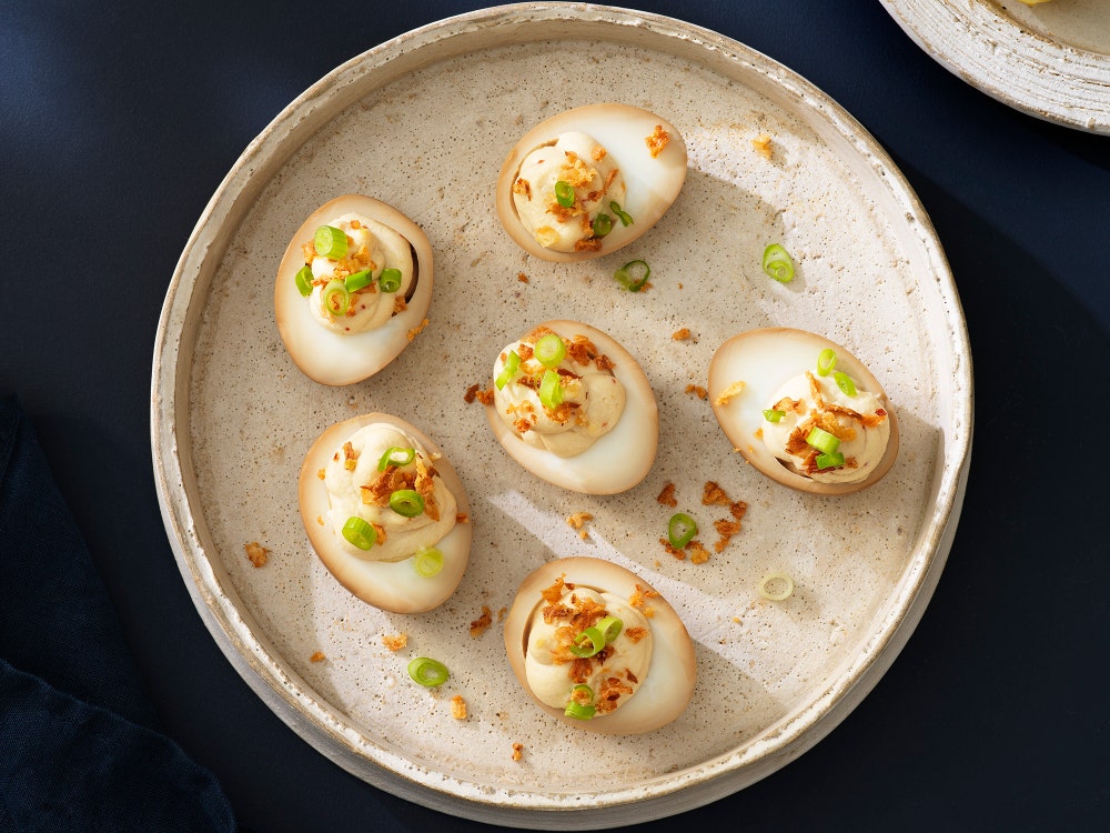 Deviled egg - spicy ramen